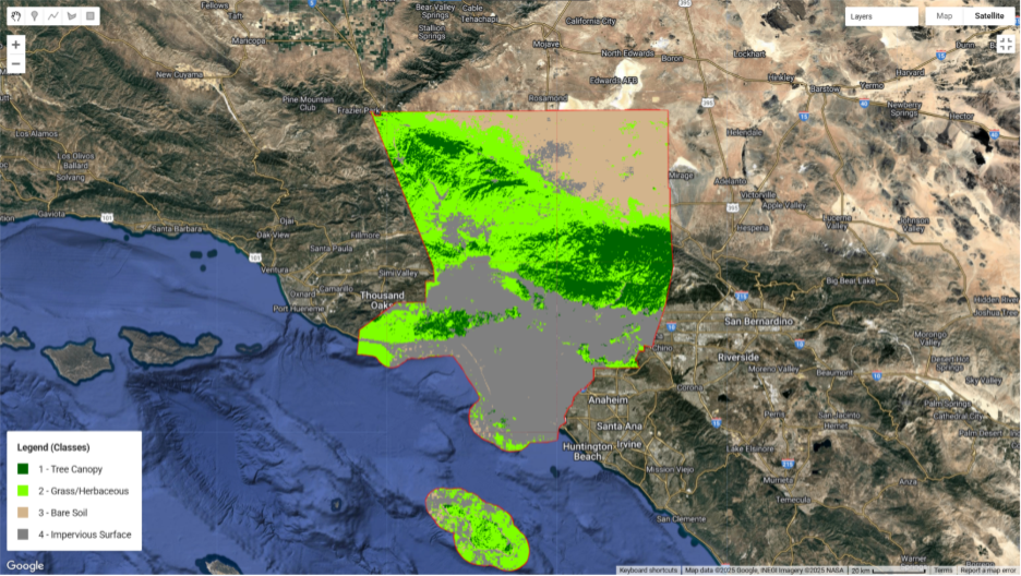 New User Story: Urban Tree Canopy and Impervious Surface Mapping using Google Satellite Embeddings in Los Angeles County 