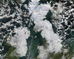 satellite image of snow covered UK