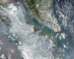 satellite image of fires in Indonesia