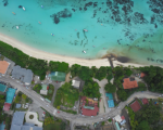 Drone view of Seychelles coastline