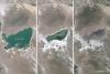 Xinkai Lake on the Mongolian Plateau in 2001,2004 and 2006 (Image: NASA)