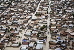 Flooded streets in Haiti in 2010
