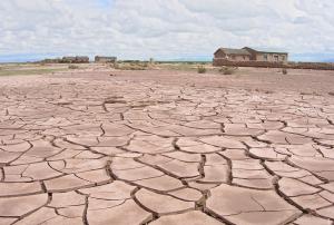 Drought in Bolivia turned pampa  into cracking ground 