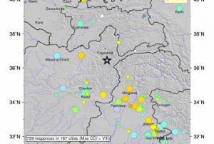 Hindu Kush Region of Afghanistan struck by 7.5 earthquake on 26 October (Image: USGS).