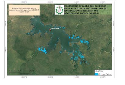 Image of Lagbo dam and sorrounding areas produced by NASRDA, Image courtesy of NASRDA